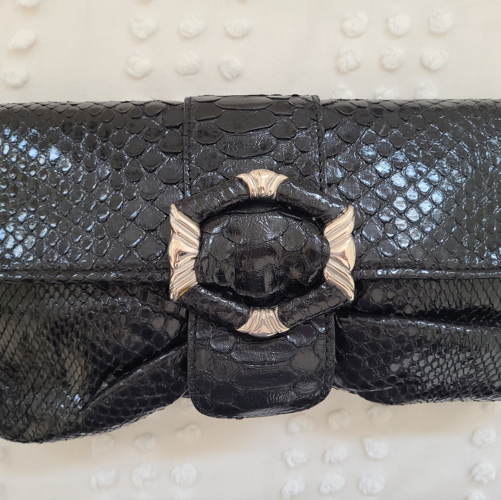 Silvano Biagini Python Snake Black Clutch Italy - image 1